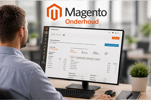 Magento onderhoud voor webshop inclusief updates, monitoring en technisch beheer